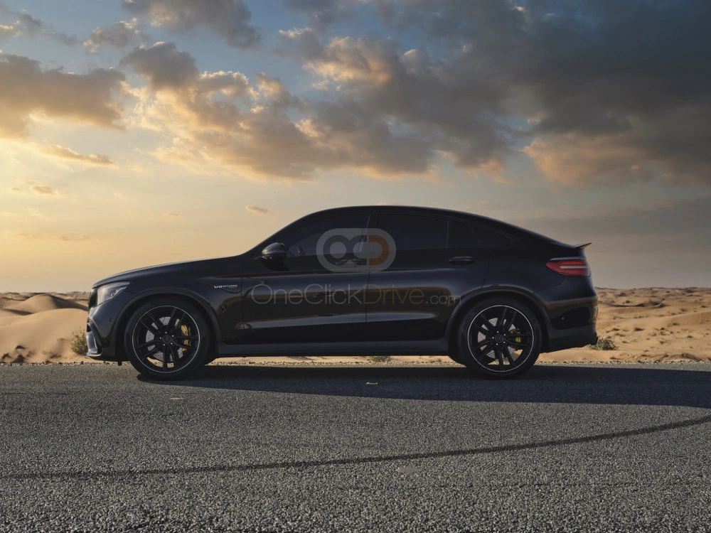 Black Mercedes Benz AMG GLC 63S Coupe 2018 for rent in Abu Dhabi 3